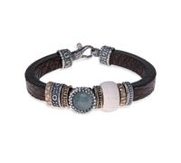 Platadepalo WB176X-T19 - Pulsera Mujer de cuero con Plata de Ley 925 bronce calcedonia y resina modelo Zurich WB176X talla 19