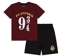 Plataforma 9 3/4 Pijama de niño, Pijama de Verano para niño, Burdeos y Negro 9 años