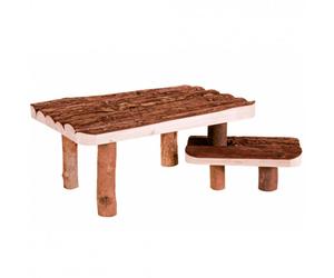 Plataforma con escalón de madera natural para roedores - Trixie