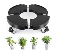 Plataforma con Ruedas, Ajustable Ø 35-48cm, Capacidad de Carga 150 kg, Soporte para Macetas con Ruedas 360 ° Giratorio, Soporte para Macetas Exterior Interior Jardín, Negro