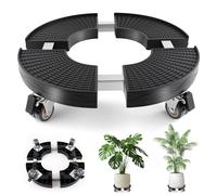 Plataforma con Ruedas, Ajustable Ø 38-50cm Soporte Redondo con Ruedas Giratorias 360° Capacidad de Carga 150kg Soporte para Macetas con Ruedas para Macetas Exterior Grandes Soporte Plantas Interior