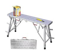 Plataforma de andamios pesados, Banco de trabajo de altura ajustable, Taburete de escalera de paso de acero plegable, Banco portátil de pintura de pared seca para Mejora del Hogar(L:160cm)