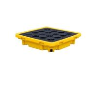 Plataforma de contención de derrames con drenaje, paletas modulares apilables antiderrames, bandeja modular para cubos de pintura apilados (26.4 x 26.4 x 5.9 pulgadas)