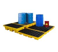 Plataforma de contención de derrames con salida de drenaje, paletas modulares apilables antiderrames para cubos de pintura