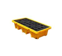 Plataforma de contención de derrames de tambor de aceite con bolsillos de drenaje y carretilla elevadora, rejilla industrial para productos químicos, paleta modular de contención de derrames (140 l