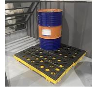 Plataforma De Contención Modular Apilable Industrial Plataforma De Derrame De Tambor De Petróleo Con Drenar Desmontable Bandeja De Rejilla De Polietileno Para Gara(Size:67x67x15cm,Color:Amarillo)