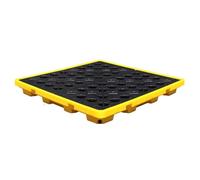 Plataforma de control de fugas, plataforma modular de recogida de palés de plástico industrial con contenedores a prueba de fugas para tambores de aceite usados y suministros de laboratorio, 130 x 130