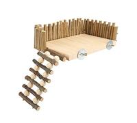 Plataforma de Escalada para Hámster, Parque Infantil de Madera Natural con Escalera y Valla, para Mascotas Pequeñas Hámster Sirio Golden Bear Sugar Glider (Estilo de Tornillo)