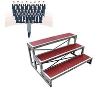 Plataforma de escalera de coro, elevadores antideslizantes, escalones de madera contrachapada duradera y acero, plataforma escalonada para fotos de grupo, 128 x 90 x 60 cm