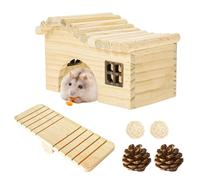 Plataforma de hámster de madera y casa de hámster enano, bonito escondite sirio, accesorios de bricolaje para mascotas pequeñas para ratas, jerbos y mascotas pequeñas (todo en uno)
