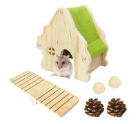 Plataforma de hámster de madera y casa de hámster enano, bonito escondite sirio, pequeños animales domésticos, accesorios de bricolaje para ratas, jerbos y mascotas pequeñas (desmontable)