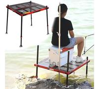 Plataforma de pesca plegable con altura ajustable y pies antiatrapamiento, cubierta portátil para pesca y actividades al aire libre