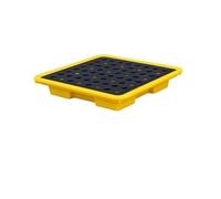 Plataforma de recogida de derrames con drenaje, paletas modulares apilables antiderrames, almacenamiento modular para cubos de pintura apilados (13.2 x 13.2 x 2.2 pulgadas)