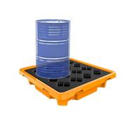 Plataforma de recogida de tambor de aceite con paleta de recogida modular y rejilla de drenaje apilable para aplicaciones industriales, 67,5 x 67,5 x 15 cm (paquete de 5)