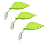 Plataforma de tortuga para tomar el sol, 3 unidades, flotante, en forma de hoja, para tortugas acuáticas, reptiles, terraza de descanso con ventosas, 18,5 cm (verde)