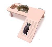 Plataforma de tortuga rosa con zona de alimentación, plataforma de toma de tortuga, con dos ventosas de vacío fuertes y base de apoyo, accesorios de tanque de tortuga, adecuada para tortugas de aguas