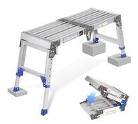 Plataforma de trabajo de aluminio mejorado para escaleras para trabajo y acceso hasta 362 kg, plataforma de trabajo, escalera ajustable de aluminio con cerraduras de seguridad, cojinete