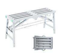 Plataforma de trabajo plegable ajustable, andamio portátil, estructura galvanizada regulable en altura para limpieza de techos, trabajos de pintura, carga máxima 360 kg, 160 x 37 cm