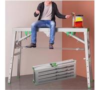 Plataforma de trabajo plegable, andamio de aluminio ajustable en altura y taburete, solución portátil y versátil para uso doméstico y profesional