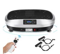 Plataforma de vibración inteligente con 120 niveles ajustables, panel de control inteligente, control remoto inalámbrico, bandas de resistencia, plateado, sin batería
