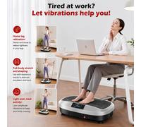 Plataforma de vibración inteligente con control remoto, 120 niveles ajustables, plataforma de fitness para el hogar, bandas de resistencia incluidas para ejercicio diario, sin batería