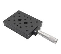 Plataforma deslizante de etapa lineal micrómetro, mesa de posicionamiento e inspección mecánica de viaje de 0 a 25 mm, tamaño de plataforma de 101,6 x 76,2 mm para ajuste y alineación de precisión