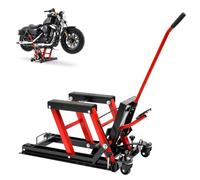 Plataforma elevadora de Motocicleta, hidráulica, soporta hasta 680 kg, Superficies de Transporte de Goma, fácil manejo, Soporte de Montaje, Plataforma elevadora Plegable (Rojo)