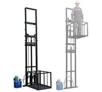 Plataforma elevadora hidráulica eléctrica 1t/2200lb, altura 2-10m, de pared con barandillas, montacargas para hogar, almacén, fábrica(Black,9.8FT/3M Height)