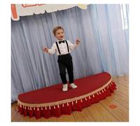 Plataforma escénica Plataforma semicircular de 100/120 cm con faldón rojo, plataforma portátil semicircular para actuaciones para aulas, iglesias, bodas y decoración de eventos(S)