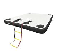 Plataforma flotante inflable con escalera de cuerda para piscina, lago, playa y relajación del océano