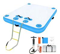 Plataforma Flotante Inflable para muelles, Plataforma de baño Flotante para Lagos con Bolsa de Transporte portátil Ideal para ríos, Costas y Piscinas,Azul,5.9x9.9ft