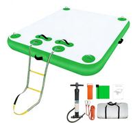 Plataforma Flotante Inflable para muelles, Plataforma de baño Flotante para Lagos con Bolsa de Transporte portátil Ideal para ríos, Costas y Piscinas,Verde,4.9x5.9ft
