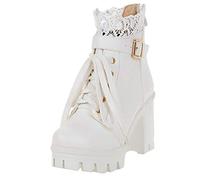 Plataforma Gruesa para Mujeres Botas High Up Boots Sweet Back Zipper Heel Buckle Punk Zapatos
