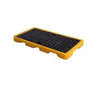 Plataforma industrial de contención de derrames apilable a prueba de fugas con bandeja de polietileno extraíble Draina para tambores de aceite, color amarillo (paquete de 2) para un uso seguro
