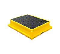 Plataforma industrial de contención de derrames apilable de polietileno para tambores de aceite, a prueba de fugas, color amarillo, 1 pieza, perfecta para fábricas y almacenes