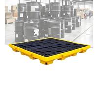 Plataforma Modular Antiderrames Con DesagüE Y Soportes Para Montacargas, Bandeja Apilable Para PrevencióN De Fugas Con Rejilla,Plataforma Modular PláStico Para Almacenes Y FáBricas(51.2 * 51.2 * 5.9)