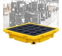 Plataforma Modular Antiderrames Con DesagüE Y Soportes Para Montacargas, Bandeja Apilable Para PrevencióN De Fugas Con Rejilla,Plataforma Modular PláStico Para Almacenes Y FáBricas(26.4 * 26.4 * 5.9)