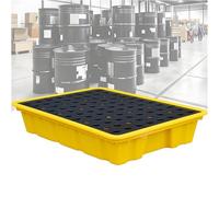 Plataforma Modular Antiderrames Con DesagüE Y Soportes Para Montacargas, Bandeja Apilable Para PrevencióN De Fugas Con Rejilla,Plataforma Modular PláStico Para Almacenes Y FáBricas(19.3 * 13.8 * 3.5)