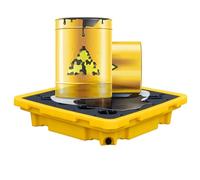 Plataforma modular de contención de derrames con drenaje, bandeja de tambor de aceite extraíble, paleta de plástico a prueba de fugas para fábrica y garaje, amarillo, 67 x 67 x 15 cm