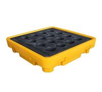 Plataforma modular de contención de derrames de alta resistencia, apilable, a prueba de fugas, bandeja de tambor de aceite de polietileno amarillo y negro, paleta para almacenes y fábricas, diseño de