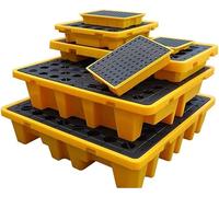 Plataforma modular de detección de fugas con drenaje, gran capacidad, cubo de pintura apilable y tambores de aceite, paleta de polietileno a prueba de fugas, antideslizante (67 x 67 x 15 cm)