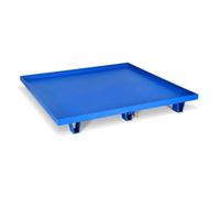 Plataforma modular de recogida de metal, paleta de carretilla elevadora, paleta a prueba de fugas para tambores de aceite residual, contenedor secundario de residuos (azul, 125 x 125 x 15 cm)