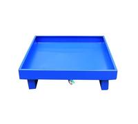 Plataforma modular industrial de contención de derrames antideslizante, paleta de tambor de aceite con ruedas, perfecta para uso en almacén y garaje (25.6 x 25.6 x 5.9 pulgadas, azul)