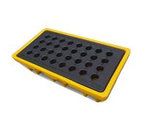 Plataforma modular industrial de contención de derrames, apilable, bandeja de aceite antideslizante para almacenes al aire libre, garajes y almacenamiento de tambores - Paletas robustas de contención