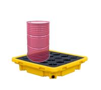 Plataforma modular industrial de contención de derrames de capacidad de tambor de aceite con bandeja de rejilla apilable de drenaje para garaje de fábrica, cocina, salida de palé, seguridad (67 x 67 x