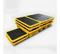 Plataforma modular para control de fugas, bandeja de goteo de polietileno con rendeja de goteo de polietileno con rejilla plana para fábrica, taller, almacén, apilable (33,5 x 33,5 x 5,5 cm)