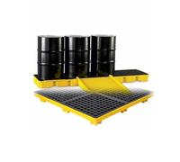 Plataforma Modular para la contención de derrames de petróleo: palé de plástico apilable con Rejilla para Seguridad y cumplimiento normativo Industrial (120x60x18cm). Solución de Control de