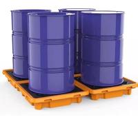 Plataforma modular para recoger líquidos derramados, bandeja de goteo de gran capacidad con válvula de drenaje, apilable, antipalets para apilar pintura (120 x 120 x 18 cm)