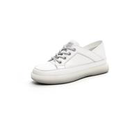Plataforma Mujeres Suela Gruesa Zapatillas Cuero Lace up Classic Low Top Estudiante Entrenadores Cómodo Transpirable Ligero Casual Outdoor Running Zapatillas