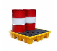 Plataforma para derrames de petróleo, Plataforma de contención de derrames de Alta Resistencia con Drenaje - Paleta para bidones de 66 x 66 x 15 cm, Capacidad de 1000 kg, Ideal para el contr